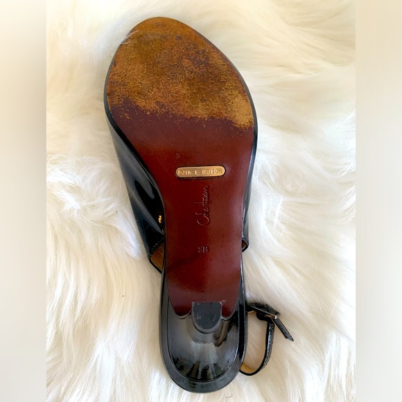Cole Haan x Nike Air Womens Patent Leather PeepToe Slingback Sandal Black Size 8 - Picture 4 of 6